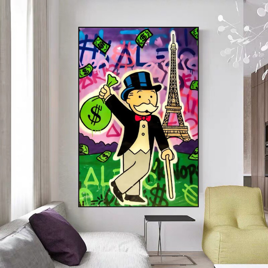 Alec Monopoly Eiffel Tower Canvas Wall Art-MinimalisticDecor.com