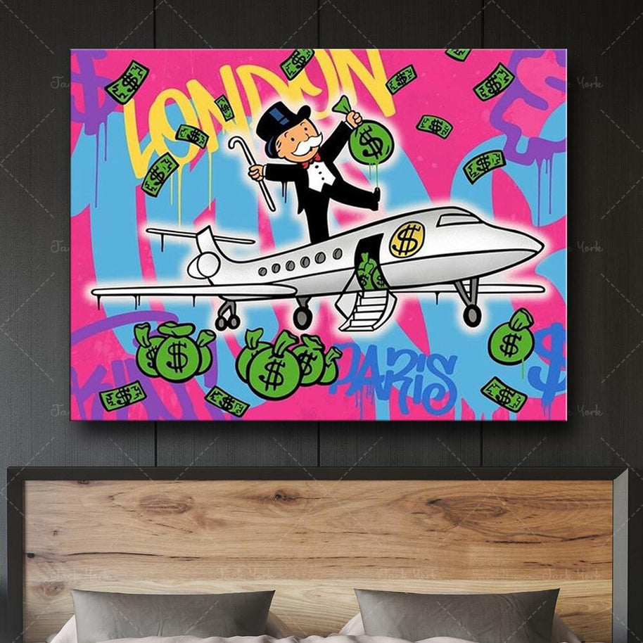 Alec Monopoly Flying to London Wall Art-MinimalisticDecor.com