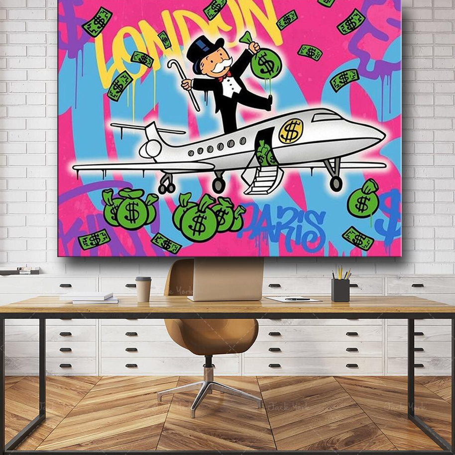 Alec Monopoly Flying to London Wall Art-MinimalisticDecor.com