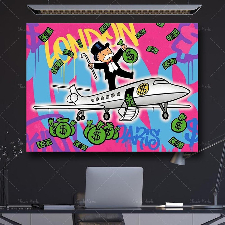 Alec Monopoly Flying to London Wall Art-MinimalisticDecor.com