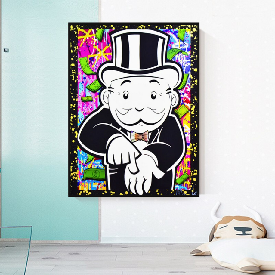 Alec Monopoly Give Me Money Canvas Wall Art-MinimalisticDecor.com