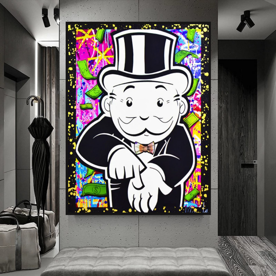 Alec Monopoly Give Me Money Canvas Wall Art-MinimalisticDecor.com