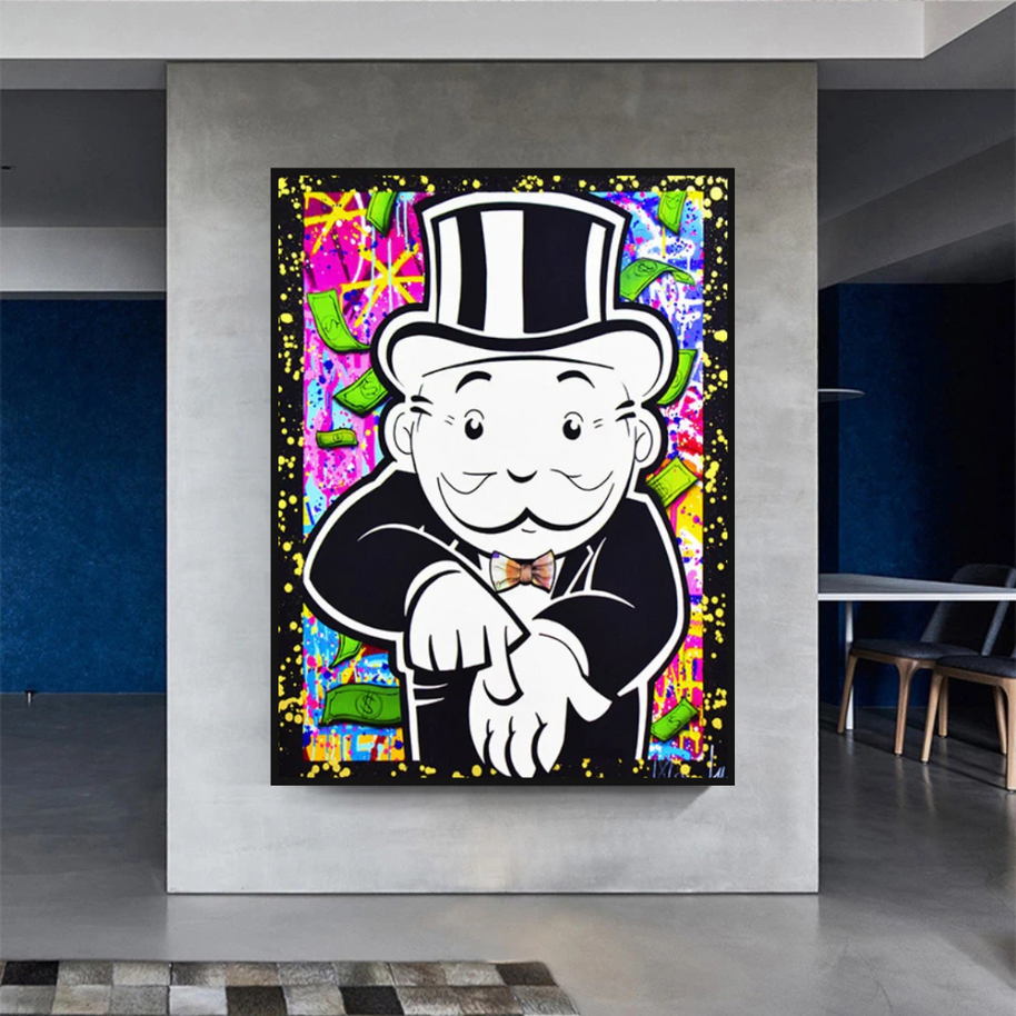 Alec Monopoly Give Me Money Canvas Wall Art-MinimalisticDecor.com