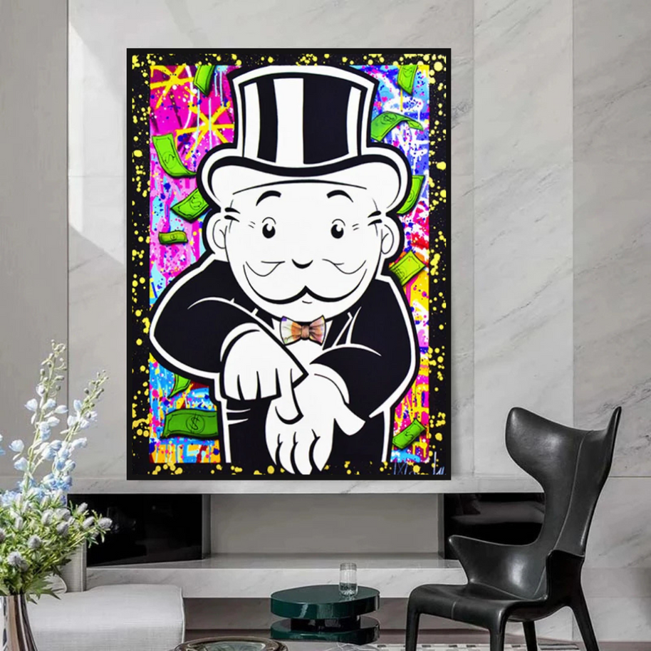 Alec Monopoly Give Me Money Canvas Wall Art-MinimalisticDecor.com