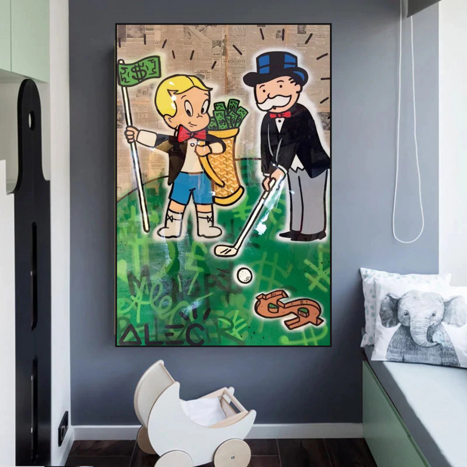 Alec Monopoly Go yard Golf Canvas Wall Art-MinimalisticDecor.com
