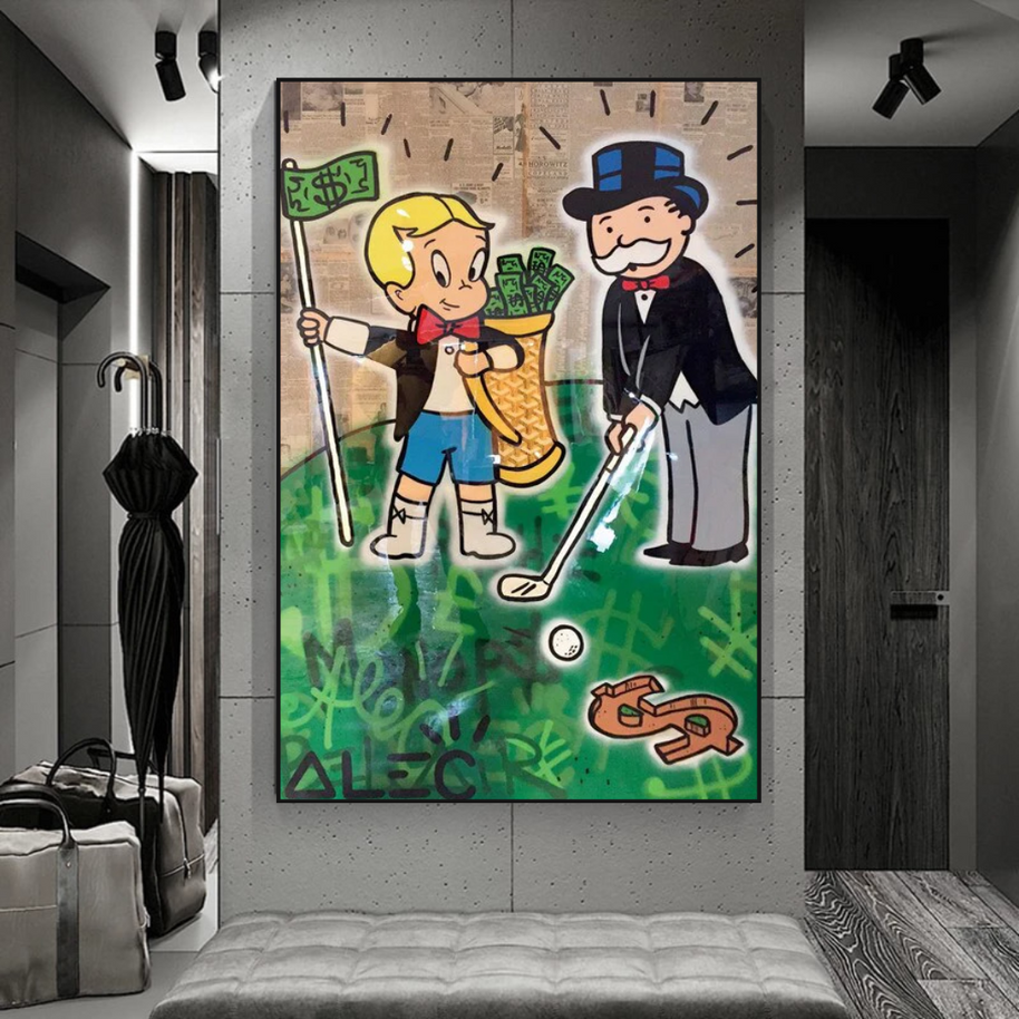 Alec Monopoly Go yard Golf Canvas Wall Art-MinimalisticDecor.com