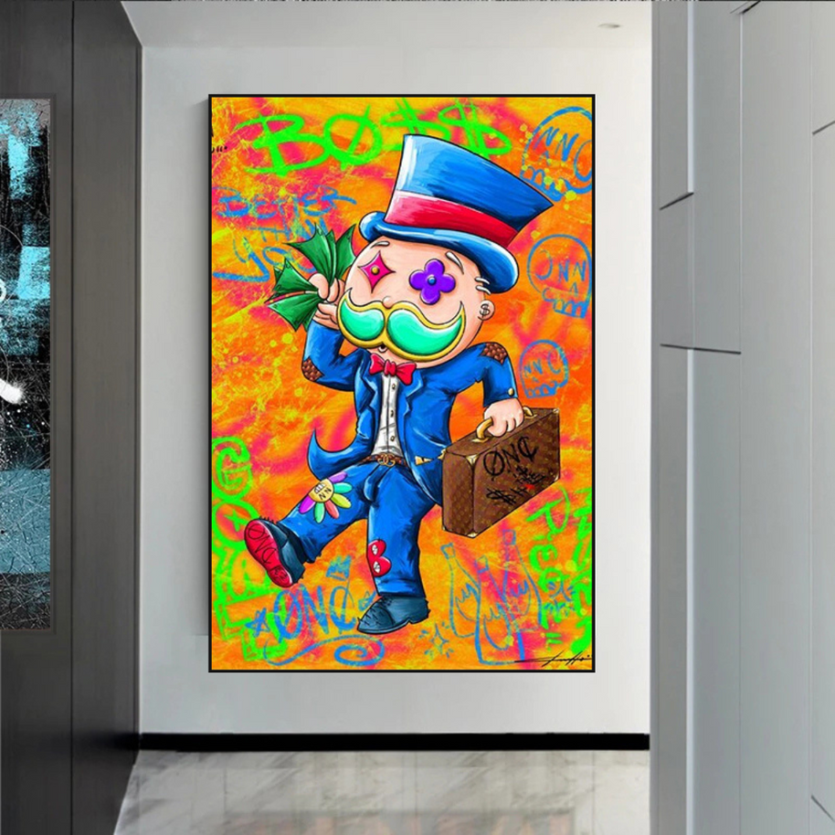 Alec Monopoly Goat Millionaire Canvas Wall Art-MinimalisticDecor.com