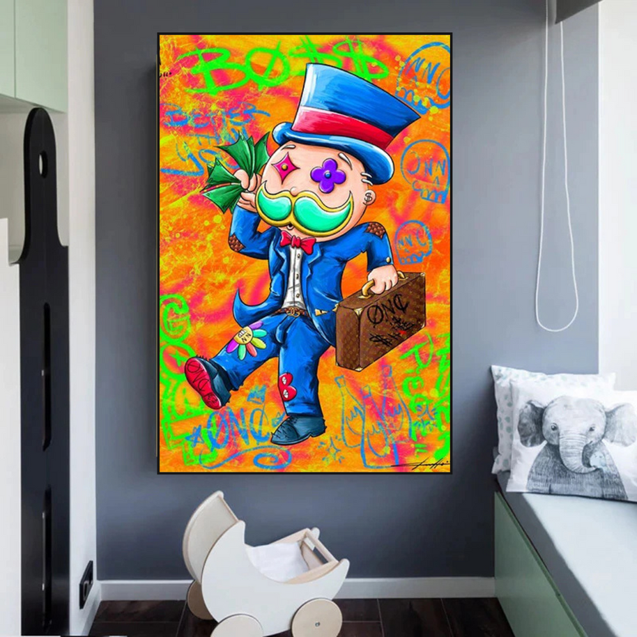 Alec Monopoly Goat Millionaire Canvas Wall Art-MinimalisticDecor.com
