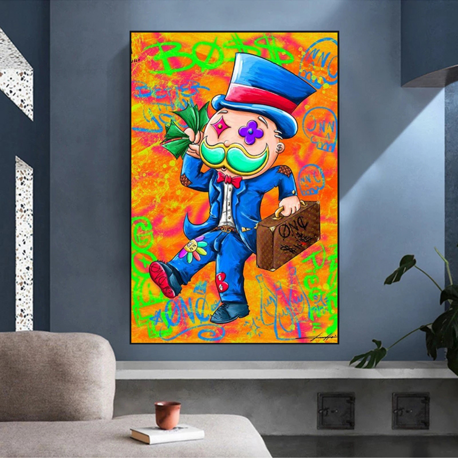 Alec Monopoly Goat Millionaire Canvas Wall Art-MinimalisticDecor.com