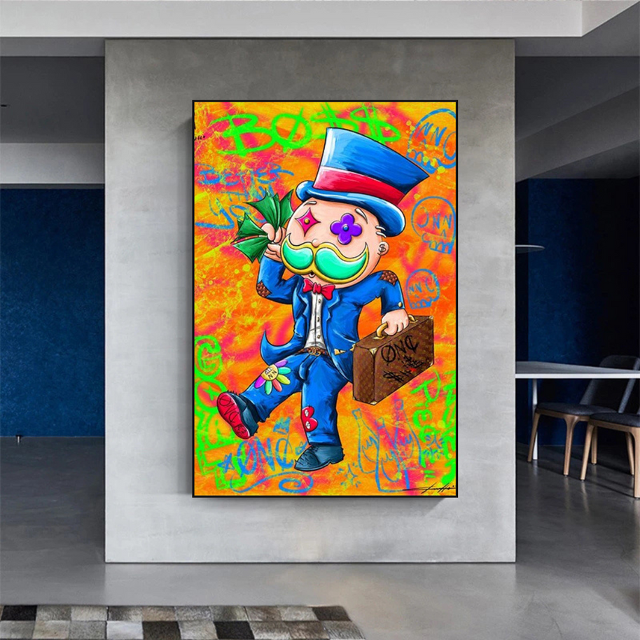 Alec Monopoly Goat Millionaire Canvas Wall Art-MinimalisticDecor.com