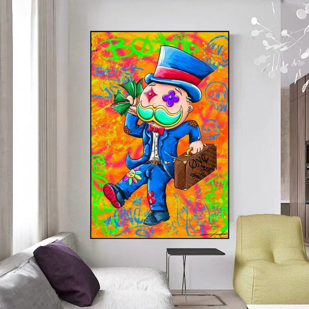 Alec Monopoly Goat Millionaire Canvas Wall Art-MinimalisticDecor.com
