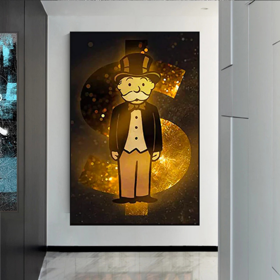 Alec Monopoly Gold Millionaire Dollars Canvas Wall Art-MinimalisticDecor.com