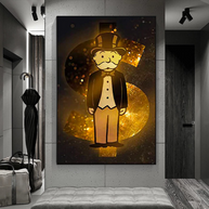 Alec Monopoly Gold Millionaire Dollars Canvas Wall Art-MinimalisticDecor.com