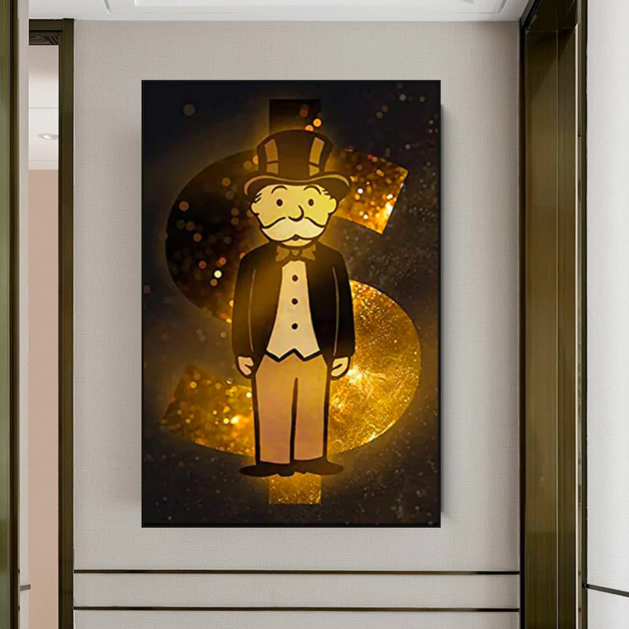 Alec Monopoly Gold Millionaire Dollars Canvas Wall Art-MinimalisticDecor.com