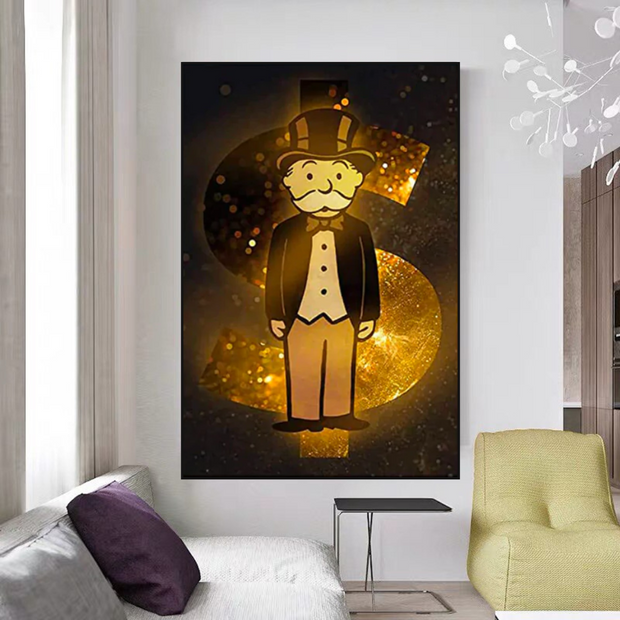 Alec Monopoly Gold Millionaire Dollars Canvas Wall Art-MinimalisticDecor.com