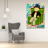 Alec Monopoly Gold Millionaire Dollars Sofa Canvas Wall Art-MinimalisticDecor.com
