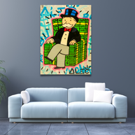 Alec Monopoly Gold Millionaire Dollars Sofa Canvas Wall Art-MinimalisticDecor.com