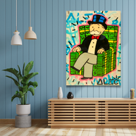 Alec Monopoly Gold Millionaire Dollars Sofa Canvas Wall Art-MinimalisticDecor.com