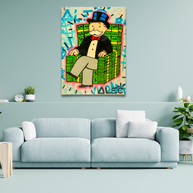 Alec Monopoly Gold Millionaire Dollars Sofa Canvas Wall Art-MinimalisticDecor.com