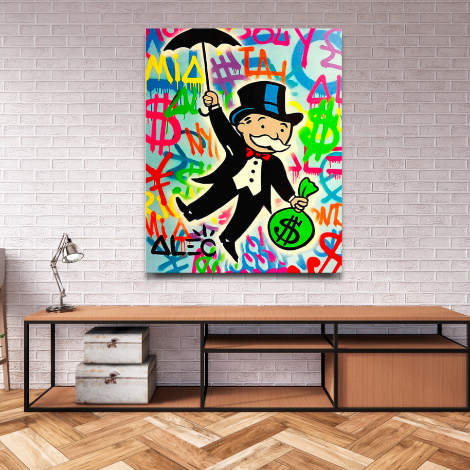 Alec Monopoly Gold Millionaire Dollars Umbrella Canvas Wall Art-MinimalisticDecor.com