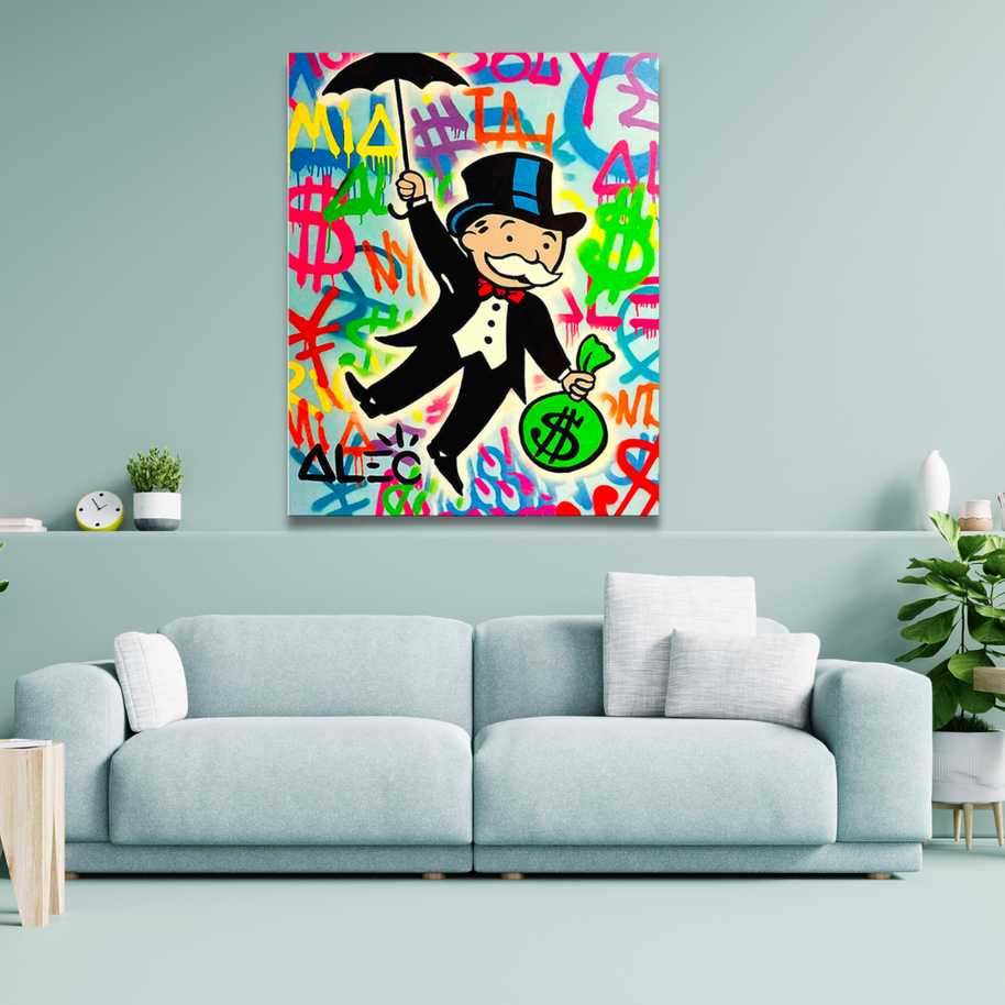 Alec Monopoly Gold Millionaire Dollars Umbrella Canvas Wall Art-MinimalisticDecor.com