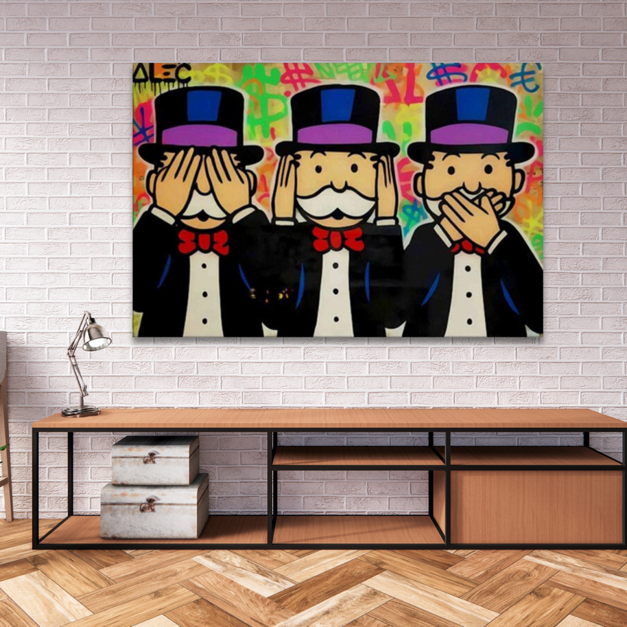 Alec Monopoly Gold Millionaire Gestures Canvas Wall Art-MinimalisticDecor.com
