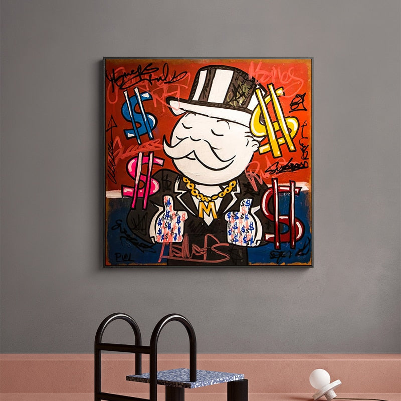 Alec Monopoly Graffiti Art Rich Money Canvas Wall Art-MinimalisticDecor.com