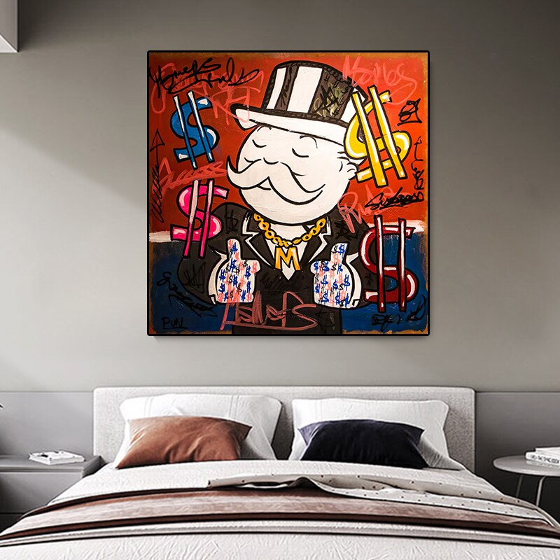 Alec Monopoly Graffiti Art Rich Money Canvas Wall Art-MinimalisticDecor.com
