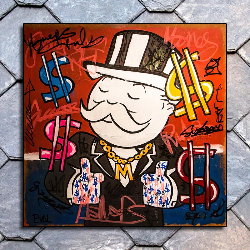 Alec Monopoly Graffiti Art Rich Money Canvas Wall Art-MinimalisticDecor.com