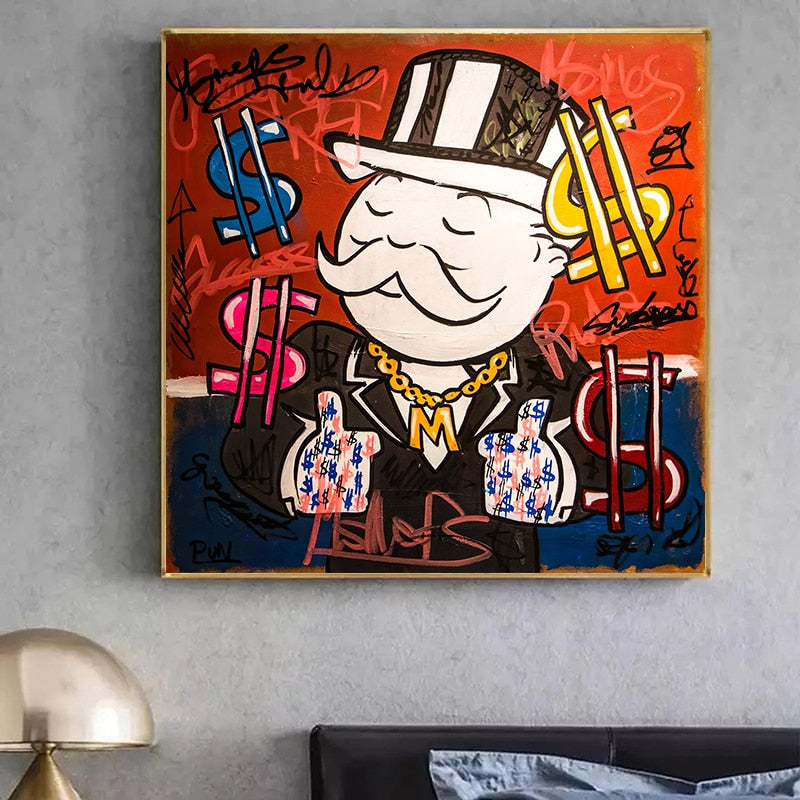 Alec Monopoly Graffiti Art Rich Money Canvas Wall Art-MinimalisticDecor.com
