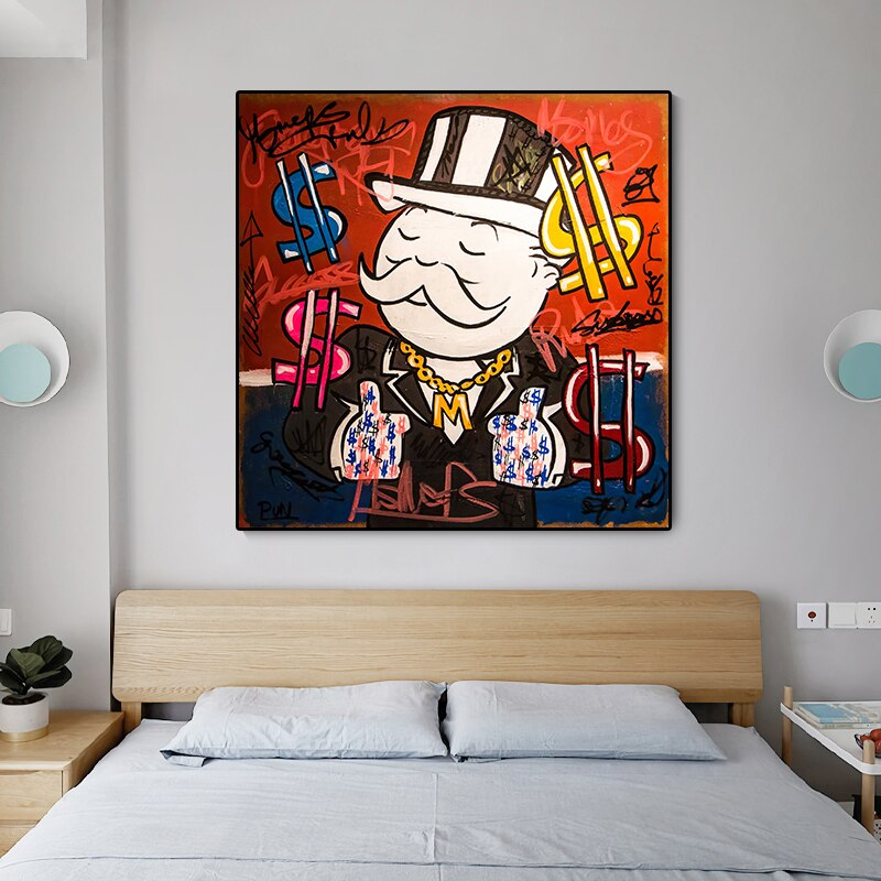 Alec Monopoly Graffiti Art Rich Money Canvas Wall Art-MinimalisticDecor.com