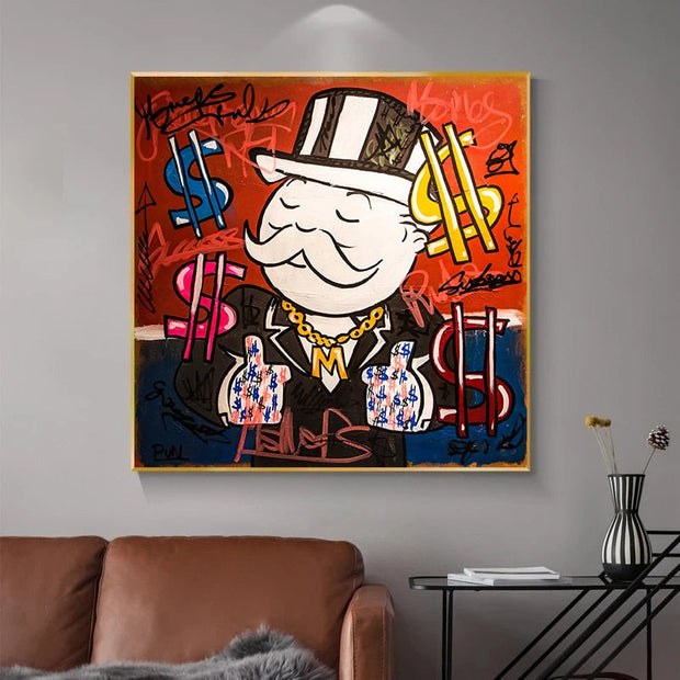 Alec Monopoly Graffiti Art Rich Money Canvas Wall Art-MinimalisticDecor.com