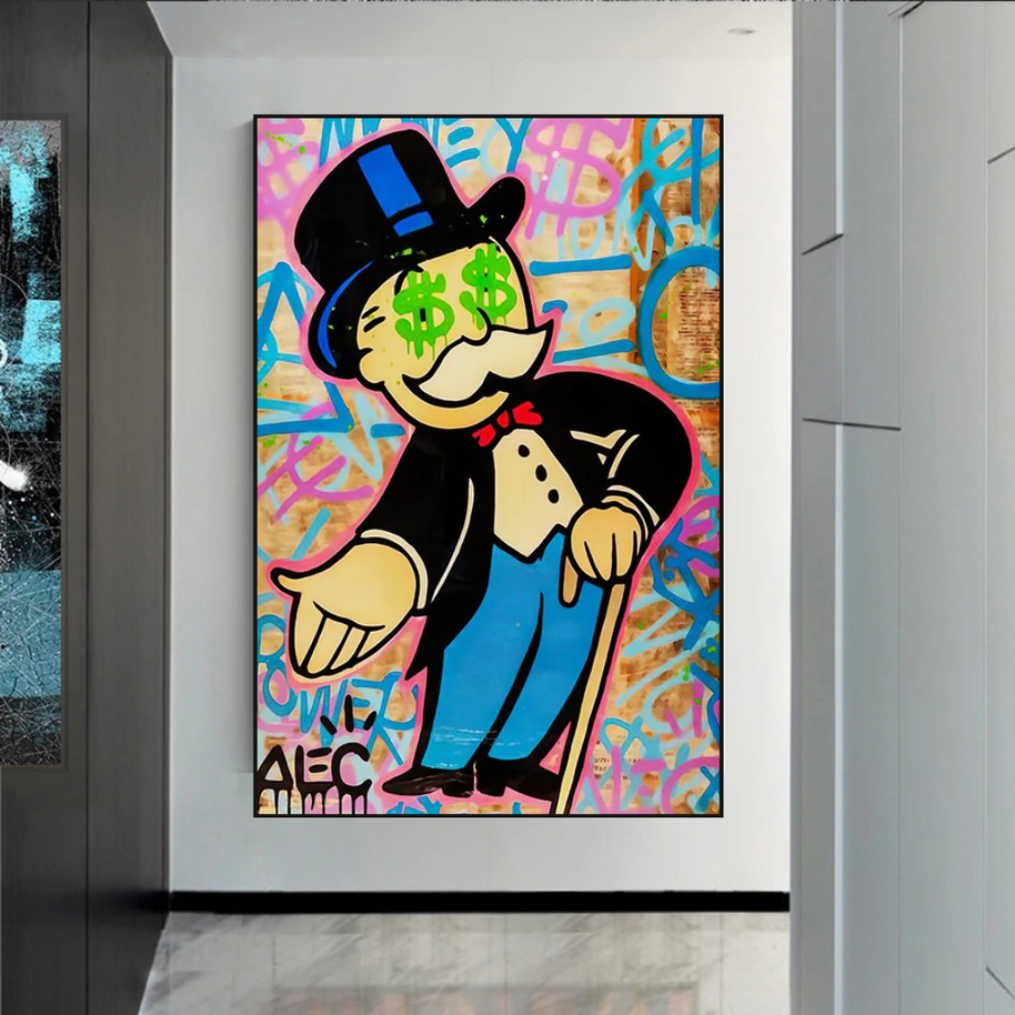 Alec Monopoly Graffiti Canvas Wall Art-MinimalisticDecor.com
