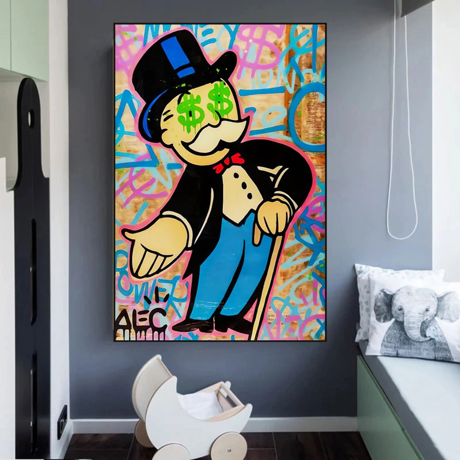 Alec Monopoly Graffiti Canvas Wall Art-MinimalisticDecor.com