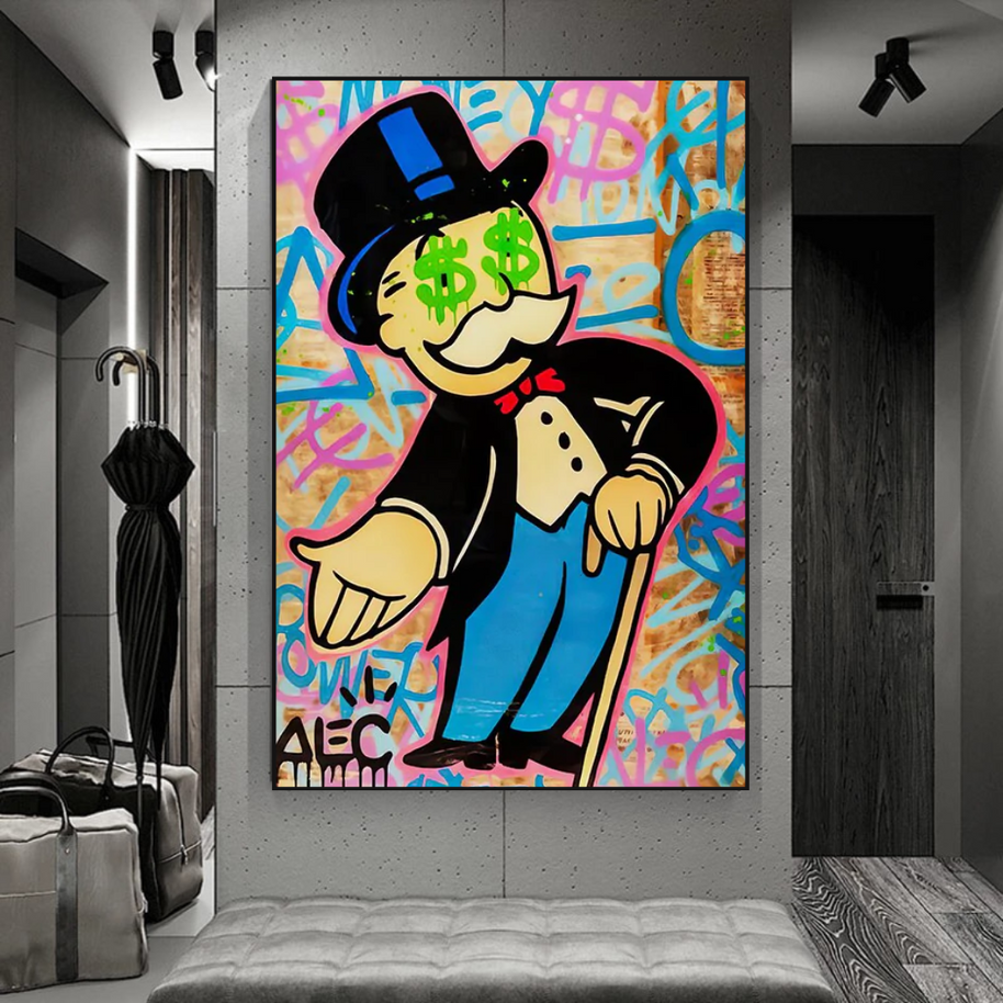 Alec Monopoly Graffiti Canvas Wall Art-MinimalisticDecor.com