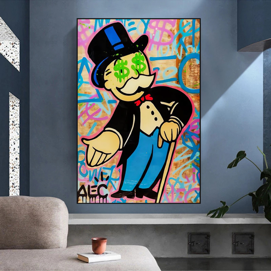 Alec Monopoly Graffiti Canvas Wall Art-MinimalisticDecor.com