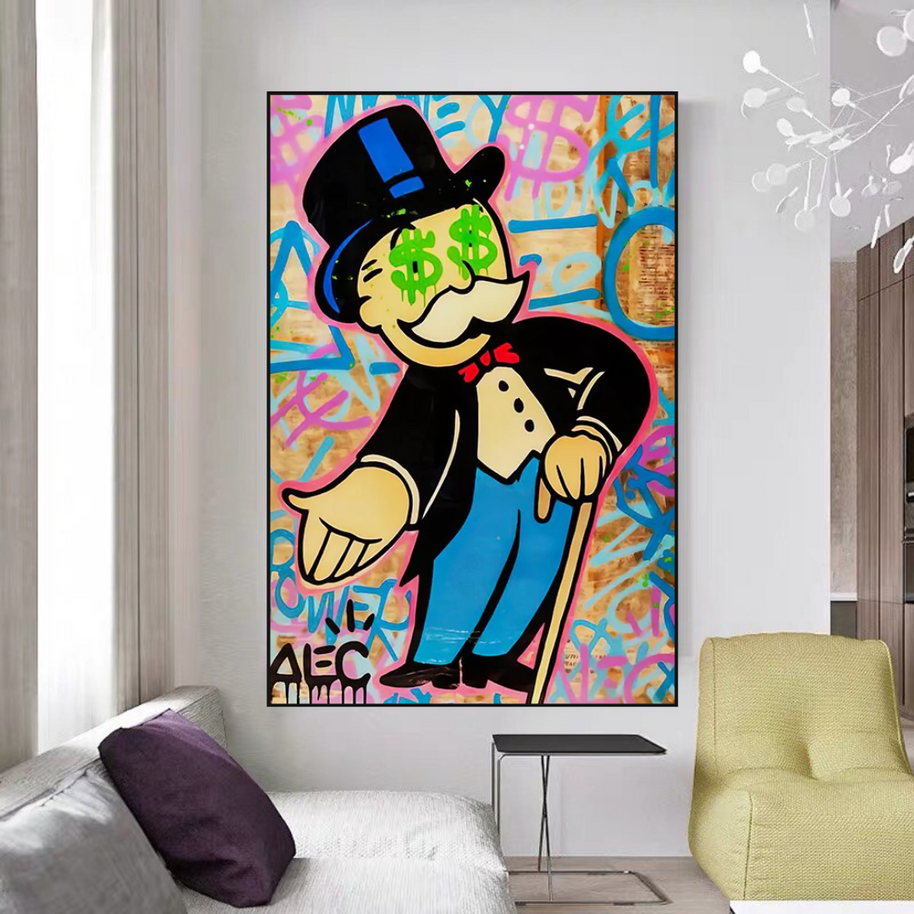 Alec Monopoly Graffiti Canvas Wall Art-MinimalisticDecor.com