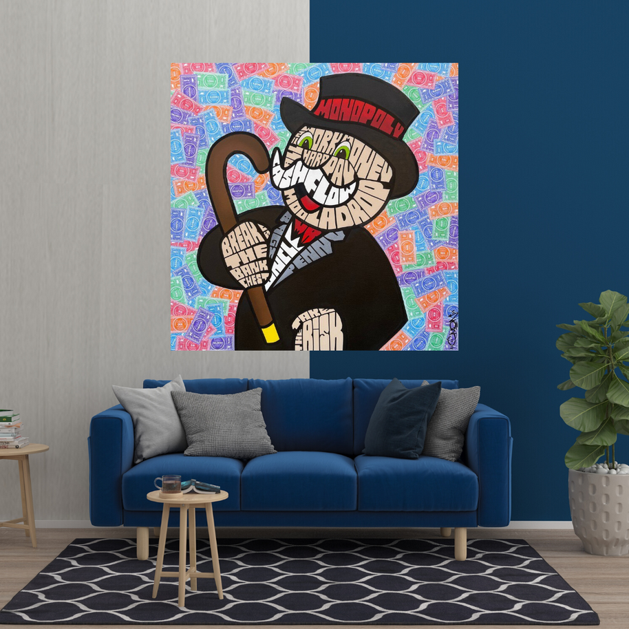 Alec Monopoly Graffiti Money Man Canvas Wall Art-MinimalisticDecor.com