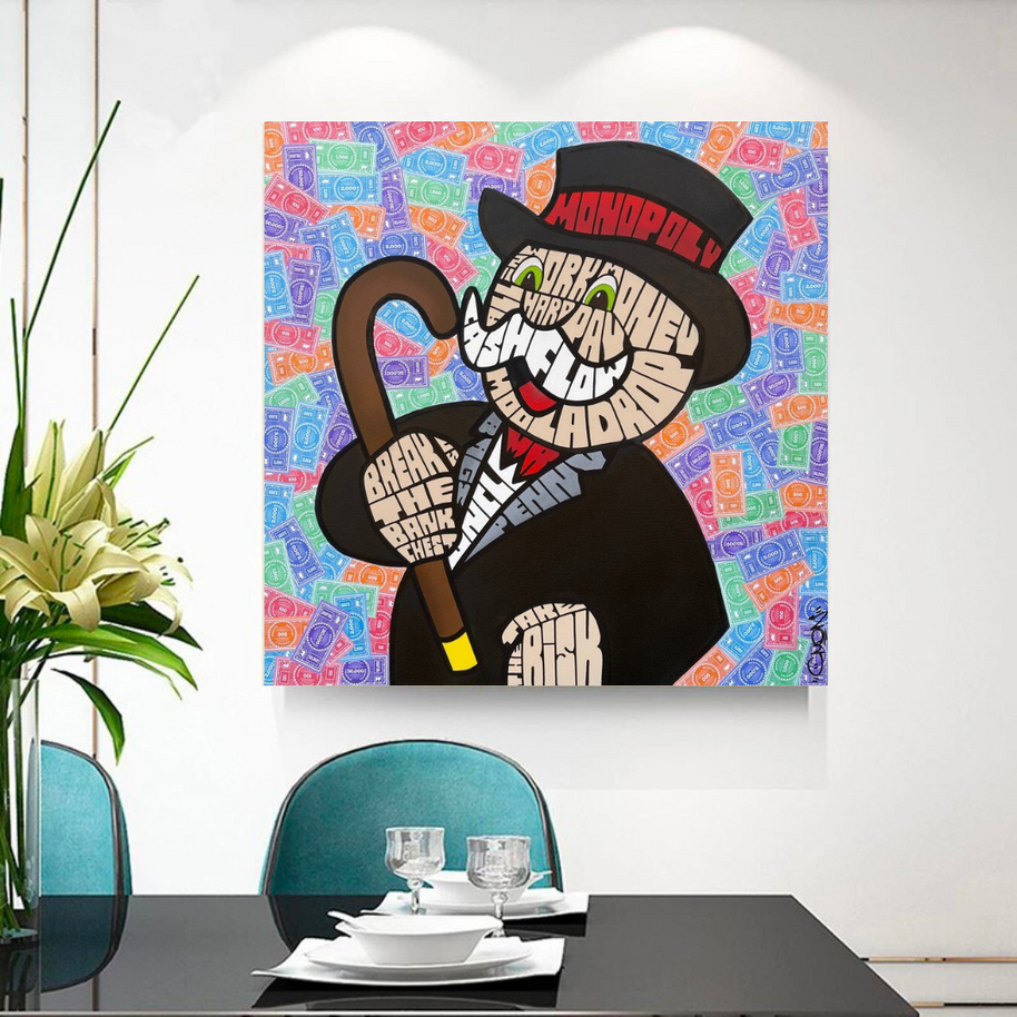 Alec Monopoly Graffiti Money Man Canvas Wall Art-MinimalisticDecor.com