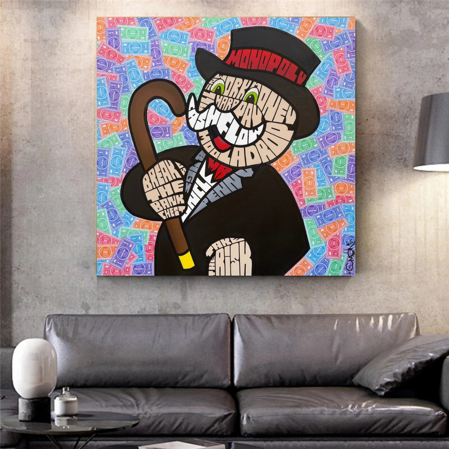 Alec Monopoly Graffiti Money Man Canvas Wall Art-MinimalisticDecor.com