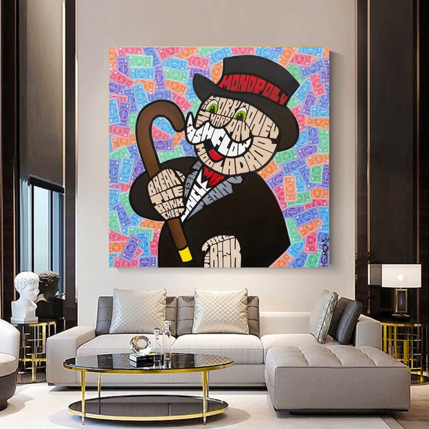 Alec Monopoly Graffiti Money Man Canvas Wall Art-MinimalisticDecor.com