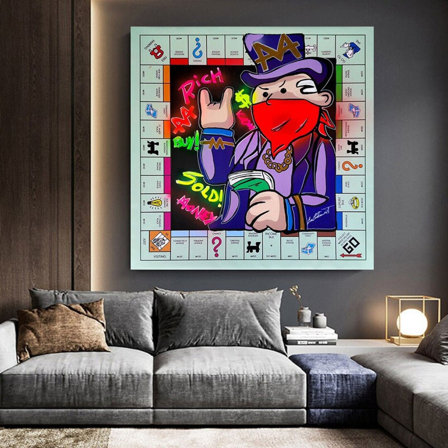 Alec Monopoly Masked Canvas Wall Art-MinimalisticDecor.com