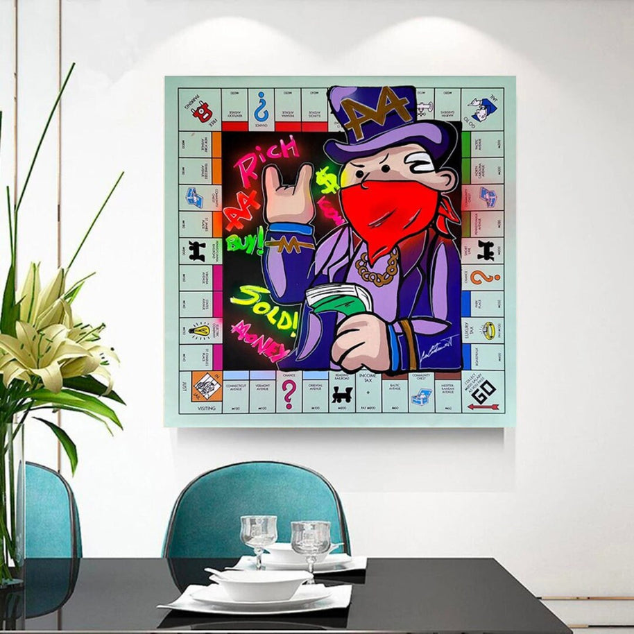 Alec Monopoly Masked Canvas Wall Art-MinimalisticDecor.com