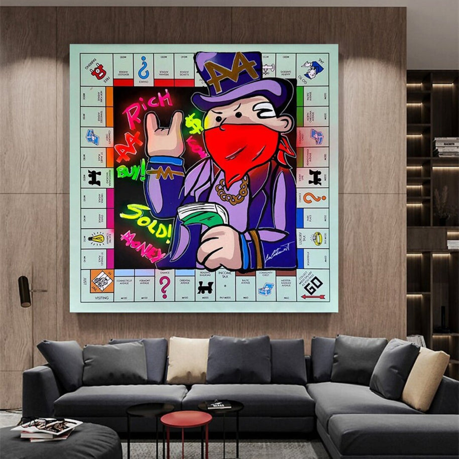 Alec Monopoly Masked Canvas Wall Art-MinimalisticDecor.com