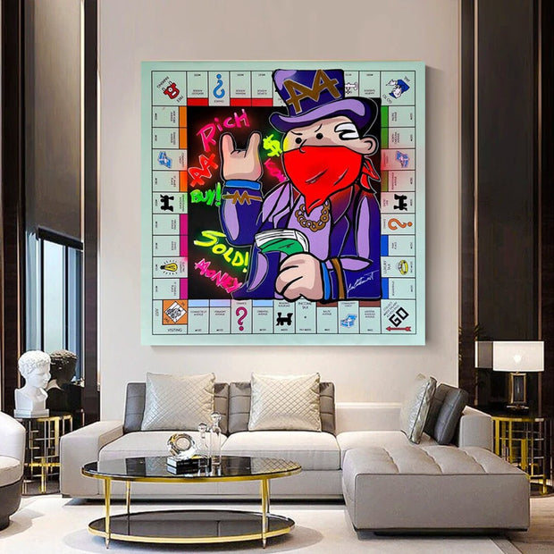 Alec Monopoly Masked Canvas Wall Art-MinimalisticDecor.com