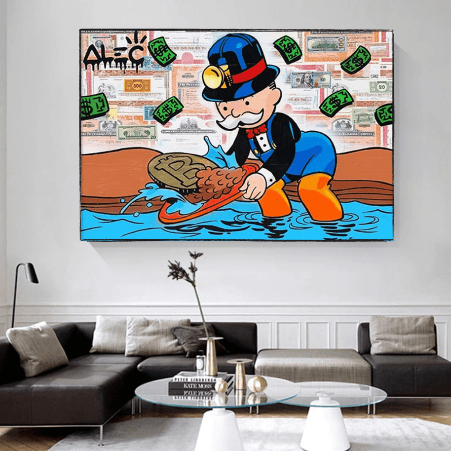 Alec Monopoly Millionaire BITCOIN Mining Canvas Wall Art-MinimalisticDecor.com