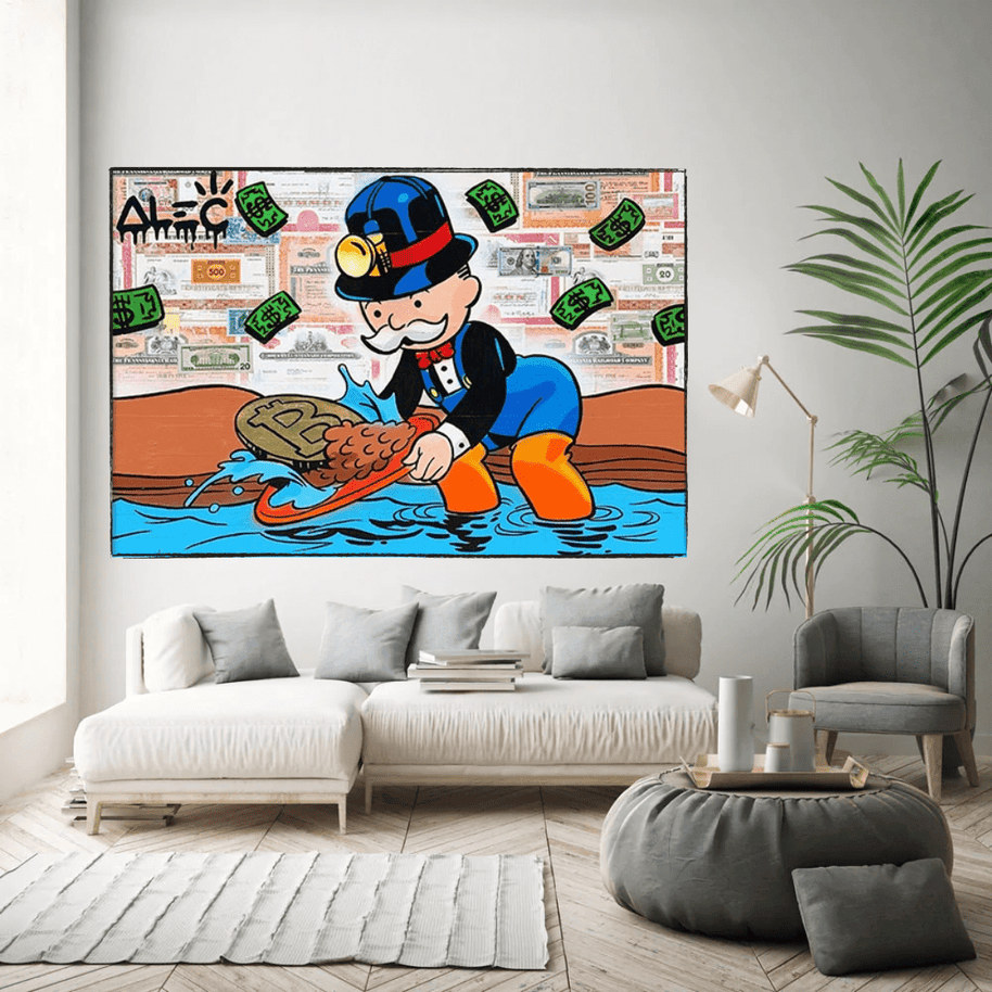Alec Monopoly Millionaire BITCOIN Mining Canvas Wall Art-MinimalisticDecor.com