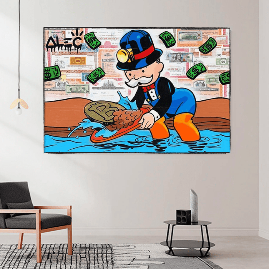 Alec Monopoly Millionaire BITCOIN Mining Canvas Wall Art-MinimalisticDecor.com