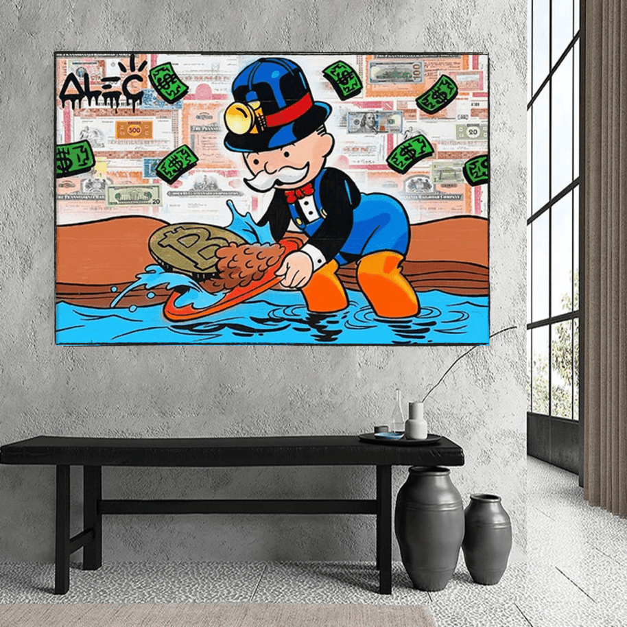 Alec Monopoly Millionaire BITCOIN Mining Canvas Wall Art-MinimalisticDecor.com