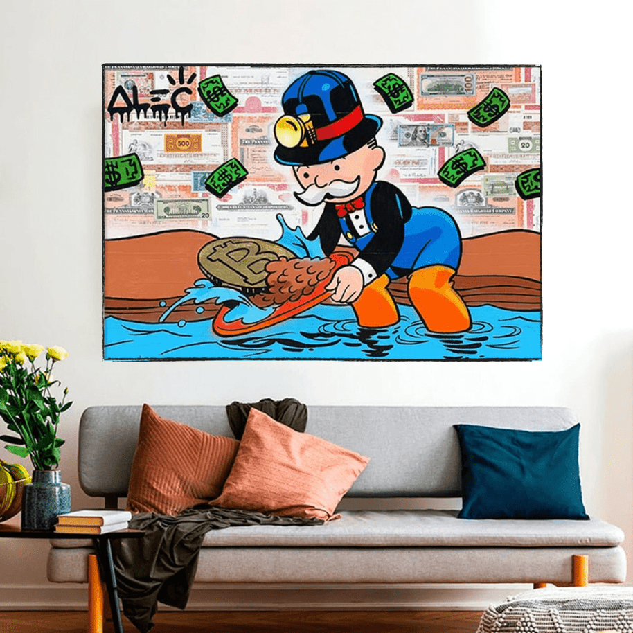 Alec Monopoly Millionaire BITCOIN Mining Canvas Wall Art-MinimalisticDecor.com